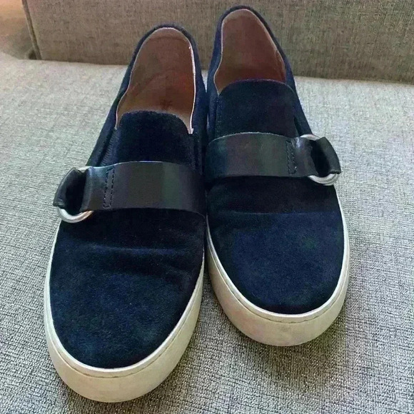 Frye shoes Sneakers Black Suede leather Lena Harness Slip-On size 7 - Picture 1 of 11